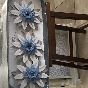 Blue and Gray Floral Wall Sculpture Set